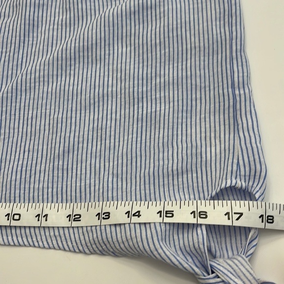 L’ Academie romantic sleeve blue & white pinstripe shirt size S - Picture 15 of 16